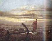 Caspar David Friedrich Moonlit Night with Boats on the Baltic Sea (mk10) oil on canvas